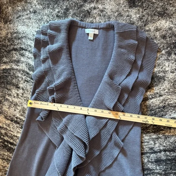 Dressbarn Gray Ruffle Vest Size Medium, Cotton Blend - Picture 12 of 12